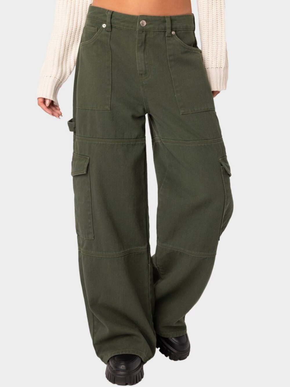 Brand-new Edikted olive denim cargo pants